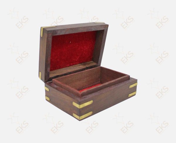 Kashmir Wooden jewelry box 6"×4" inc , small size brass work Box - Wood Gift Box / জুয়েলারি বক্স, কাঠের - Image 2