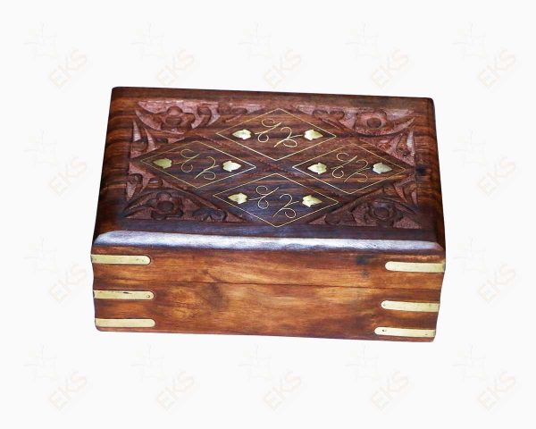 Kashmir Wooden jewelry box 6"×4" inc , small size brass work Box - Wood Gift Box / জুয়েলারি বক্স, কাঠের