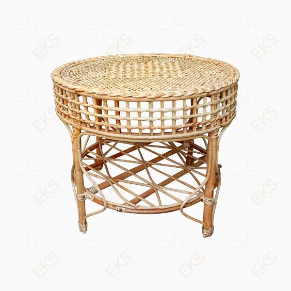 Rattan Round Complete Tea Table - Cane Handmade Coffee Tea Table [ Cane and Crafted ]