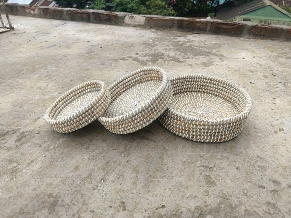 Basket Set - 
সন ও প্লাস্টিক বেতের জুরি তিন পিছ এর সেট - ১২"/১০"/৮" - Image 2
